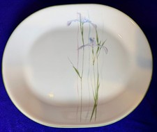 Vintage Corelle Shadow Iris Serving Plate Platter Purple Green Oval 12 1/4&rdquo;x 10&rdquo;