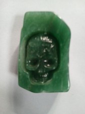 Human Skull Bead Carved From Natural  Green Chalcedony