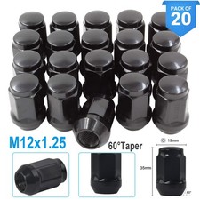 20x Radmuttern M12x1,25 35mm geschlossen SW19 Kegel Muttern Bundmutter Schwarz