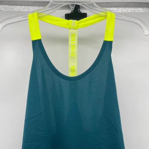 Nike Womens Dri-Fit Active Tank Top Racerback Dark Teal/Yellow Size Small - Picture 2 of 9