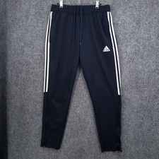 Adidas Pants Mens L Large Navy Blue Aeroready Track 3 Stripes Ankle Zip Athletic