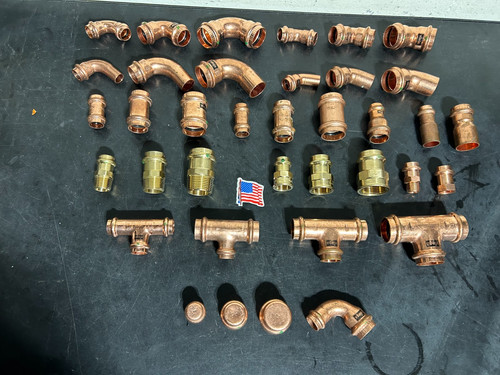 PROPRESS VIEGA NIBCO QTY (37) copper press fittings 1/2" + 3/4" + 1" MADE IN USA