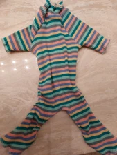 UNBRANDED GREEN/PINK/YELLOW STRIPE DOG PAJAMAS - SIZE SMALL