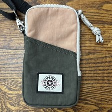 Kipling Clark Ligero Bandolera Bolso para Teléfono Celular Mini Cartera Beige y Azul Nuevo con Etiquetas