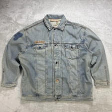Men  s Long Sleeve Rocawear Denim Jacket Size 3XL Blue Vintage Streetwear Y2K