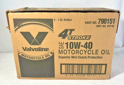 New Valvoline 4-Stroke Motorcycle Oil SAE 10W-40 1 Qt Case of 6 798151
