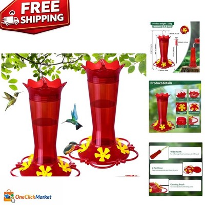 Lightweight Hummingbird Feeders - Durable Plastic, 2-Piece Set, Leakproof Design