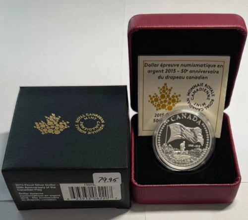 2015 Proof Silver Dollar - 50th Anniversary of the Canadian Flag  B2015