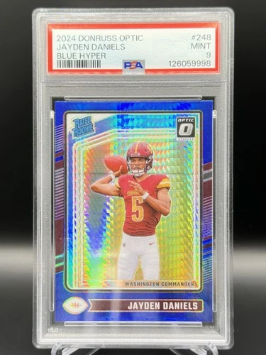 2024 Panini Donruss Optic Jayden Daniels Rated Rookie Blue Hyper Prizm PSA 9 RC