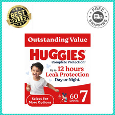 Huggies Complete Protection Baby Diapers, Size 7, 41 lbs, 60 Ct, Leak Guard