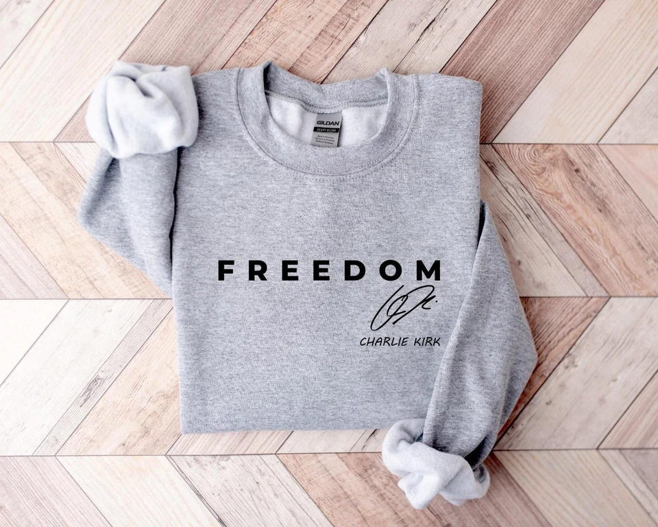 Camisa Charlie Kirk Freedom Signature, Camiseta Patriótica, Camiseta Freedom Foto 4 de 4