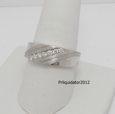 1/4CT MENS NATURAL ROUND DIAMOND WEDDING BAND BRIDAL RING 10K WHITE GOLD
