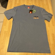 New 50 Quicksilver Graphic Short Sleeve T-shirt Men's Cotton Blue Small New