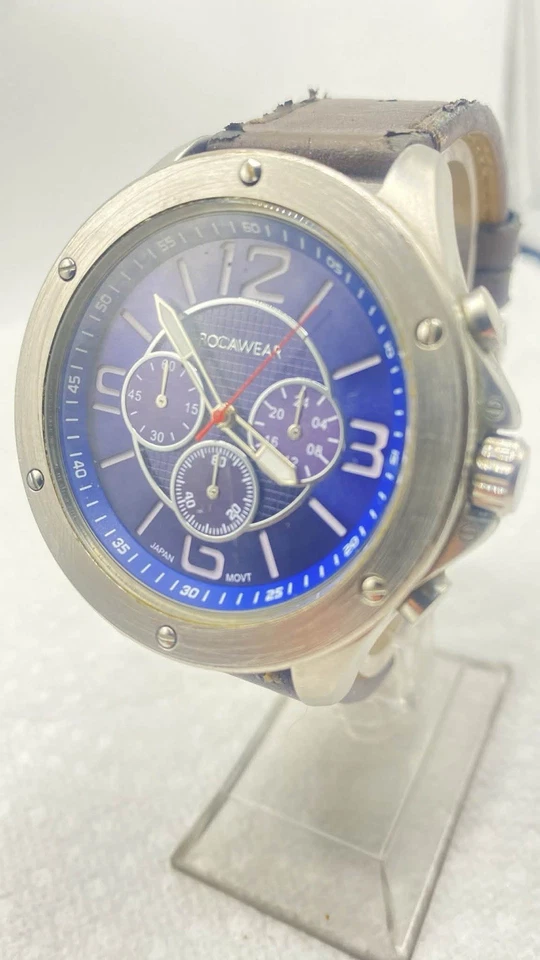 RocaWear Men's Watch Chronograph Blue Dial RM7778 Working - Image 3 of 4