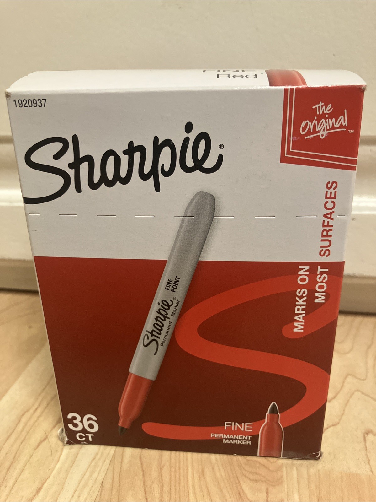 Original Sharpie Permanent Markers, Fine Point, Red, 36-Pack