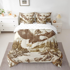 Eagle Comforter Set Queen Size 7-Piece Natural Scenery Bedding Set
