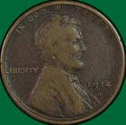 1914-D Lincoln Wheat Cent Fine F Coin #42486