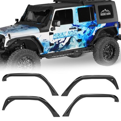 Flux Tubular Front Rear Flat Fender Flares Irregular For 07-18 Jeep Wrangler JK