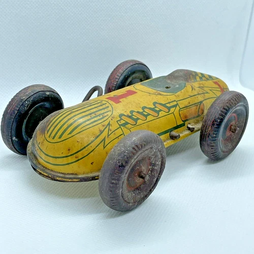 MARX Tin Litho Racer #1 Wind Up Toy Car Boat Tail Vintage -NOT WORKING NO DRIVER