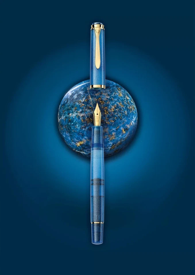 Caneta-tinteiro Pelikan Classic M200 Golden Lapis 24K nova na caixa EF nova na caixa extra fina nova na caixa - Imagem 4 de 4