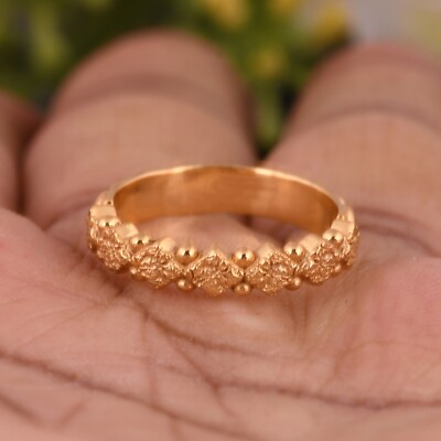 18k Gold Plated Square Texture Band Ring Handmade Designer Patterned Band Ring