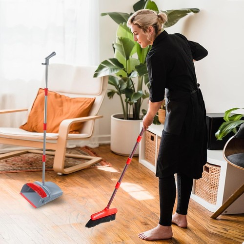KOCOTONG 54" Long Adjustable Length Handle Broom with Dustpan Combo Set - Picture 3 of 7