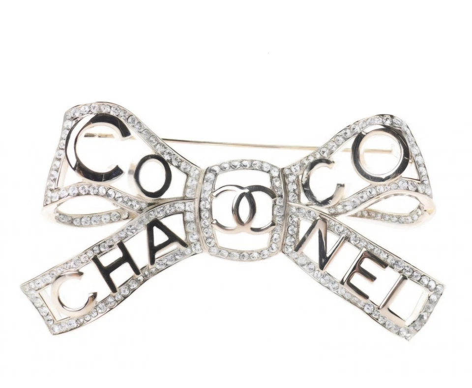 Broche CC Chanel 2020B Champagne Metal Cristal Arco Coco Foto 2 de 4