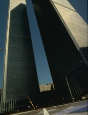 TWIN TOWERS NEW YORK CITY DOWNTOWN BUILDING STREET VIEW OLD PHOTO  8.5X11 IN