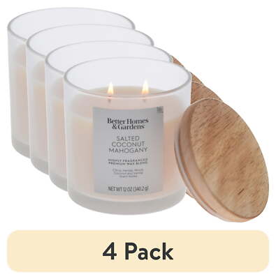 (4 pack)Salted Coconut Mahogany Scented 2-Wick Ombre Jar Candle 12oz