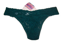 HANKY PANKY SIGNATURE LACE THONG PANTIES ORIGINAL RISE SZ ONE SIZE GREEN NWT