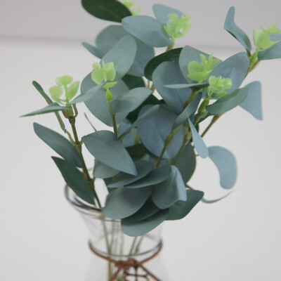 Artificial Frosted Glitter Eucalyptus Leaves Bunch x 6 stems Christmas Foliage