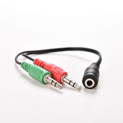 Câble Splitter Jack 3.5mm Femelle Vers 2 Mâles (casque + Micro) - 20 Cm, Plaqué Or, Pour PC