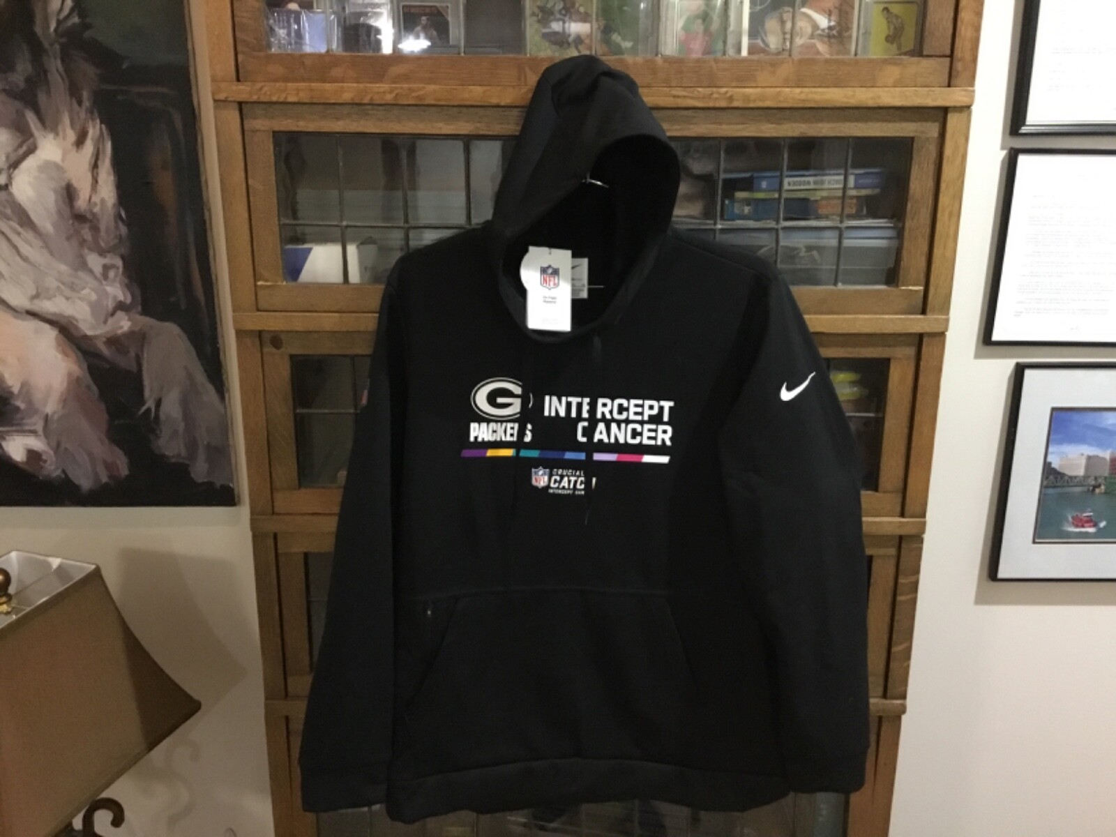 NWT 2021 Green Bay Packers Crucial Catch Intercept Cancer Black Hoodie SZ  XL | eBay