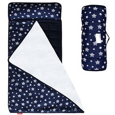 Toddler Nap Mat with Pillow and Fleece Minky Blanket Soft for Kids 21"x50''