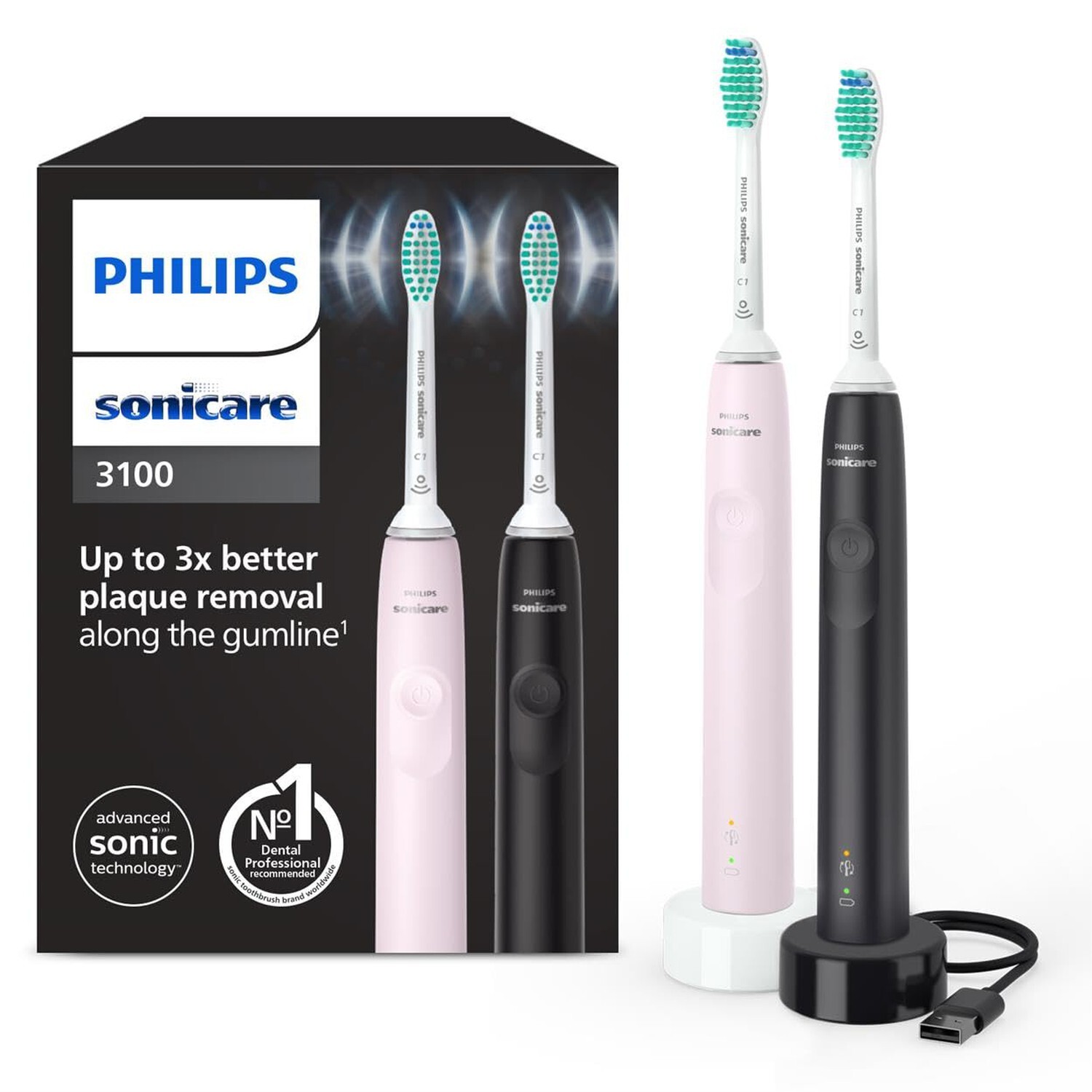 Philips Sonicare 3100 Electric Toothbrush, Sonic Toothbrush, Pressure Sensor ...