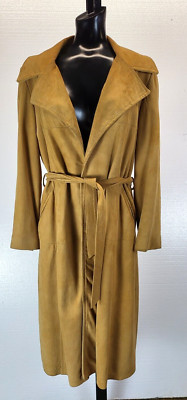 VTG Golden Tan Suede Long Trench Coat Jos N. Neel 70's-80's