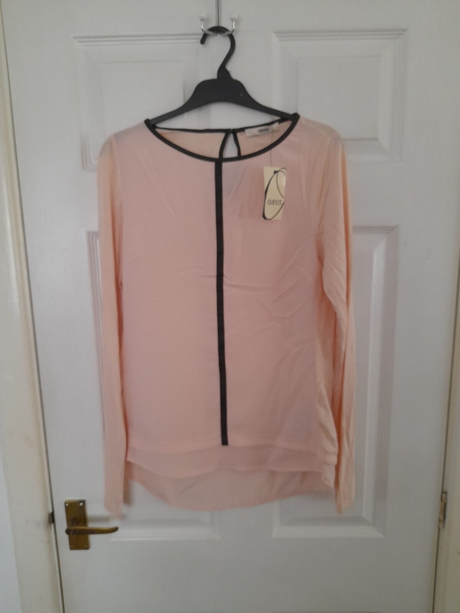 Oasis Light Pink Long Sleeve Top Size S UK