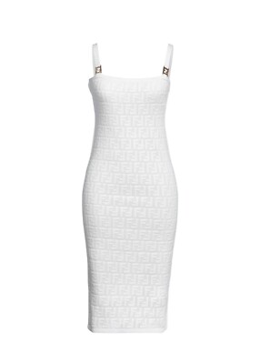 FENDI Logo-link FF-jacquard jersey pencil dress