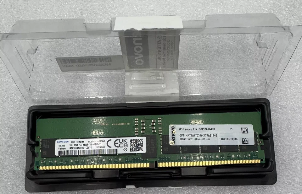 NEW 4X77A77031/4X77A81440 Lenovo 32GB 2Rx8 DDR5 PC5-4800 RDIMM Server Memory - Image 4 of 4