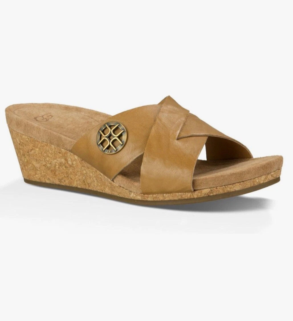 Scarpe sandalo UGG donna Lyra sughero marrone zeppa comode misura 7 5