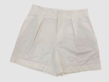 275 Vince Women's White Stretch Pleated Wide Leg Twill Shorts Size 12