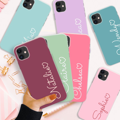 Personalisierte Handyhülle Pastell Name Hardcover für iPhone 11 12 13 Pro 7 8 Xr Se