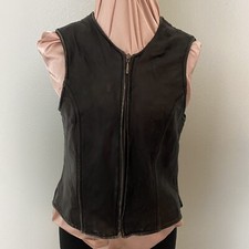 Lord  Taylor Vintage Leather Front Zip Up Vest sz 6