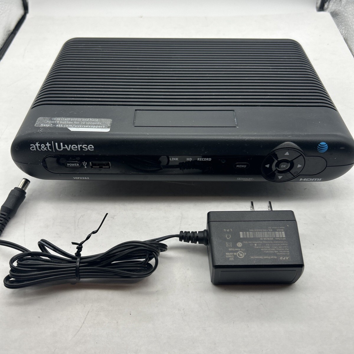 AT&T U-Verse ARRIS VIP 2262 Wireless Receiver, with Power Supply, Working  Unit