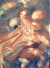 Watercolor Abstract Painting "Stretched Space". Paul Eres Nebula Galaxy 6x9
