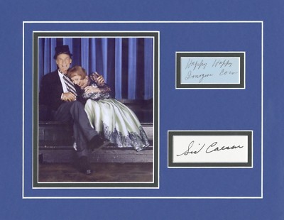 SID CAESAR & IMOGENE COCO - Your Show of Shows, SIGNED CARDS IN A MATTED DISPLAY