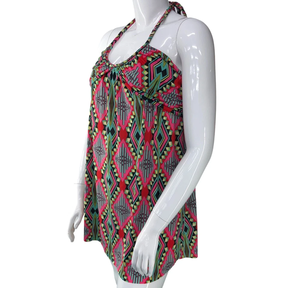 Mini vestido halter estampado azteca poli elástico talla M Tbags Los Angeles para mujer  Foto 4 de 4
