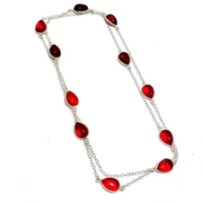 Red Carnelian Gemstone Handmade 925 Sterling Silver Jewelry Necklaces Sz 36"