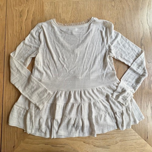 ANTHROPOLOGIE Deletta "Thea" Cream Peplum Boho Top Layered Ruffle Hem SIZE XS - Picture 6 of 10