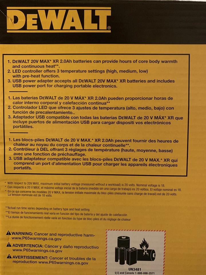 NEW DeWalt DCHJ066C1-L Battery Heated Women's Hooded Jacket - Black - Image 3 of 4